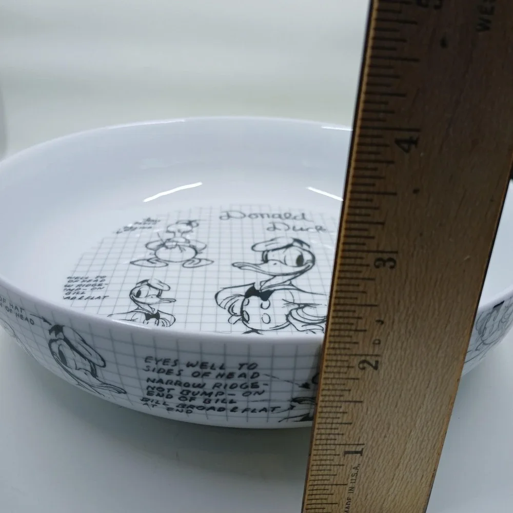 Disney Donald Duck Pasta‎ Bowl White Ceramic Sketch Grid Design Animator Notes